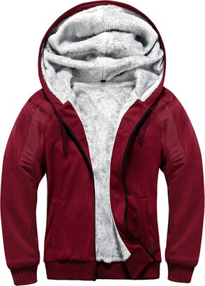 Mens Casual Thick Warm Fleece Fur Hoodie Zip Up Coat Jacket Sweatshirt Tops UK 