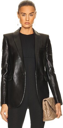 Saint Laurent Leather Blazer Jacket in Black