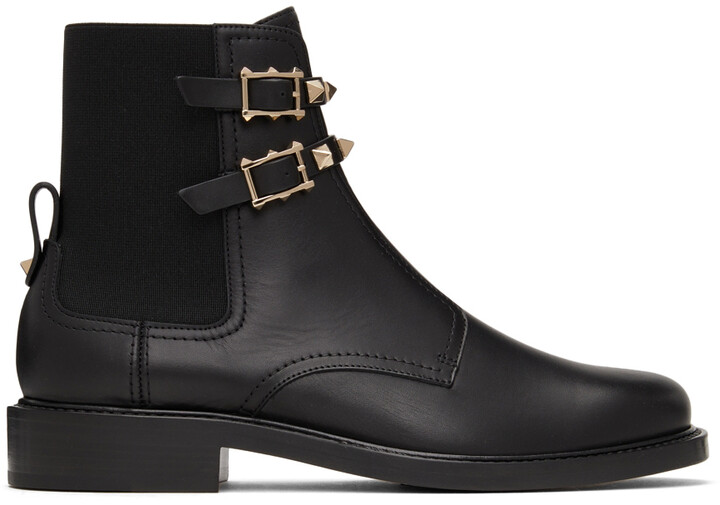 leather ankle boots with straps