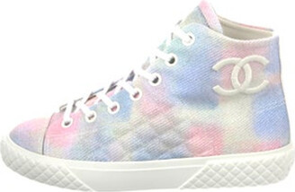 Chanel Low Top CC Trainers White Pink Sneakers Size 37.5
