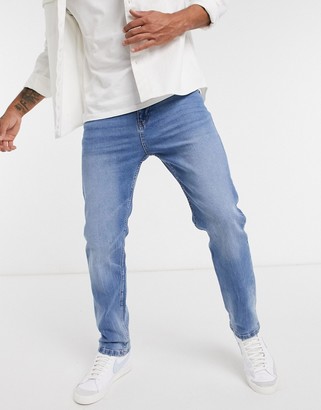 Bershka straight fit jeans in light blue - ShopStyle