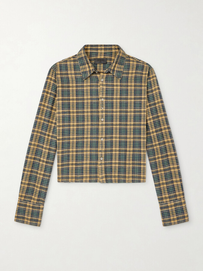 424 + HOORSENBUHS Checked Cotton-Blend Flannel Shirt