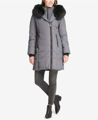 DKNY Faux-Fur-Trim Hooded Puffer Coat