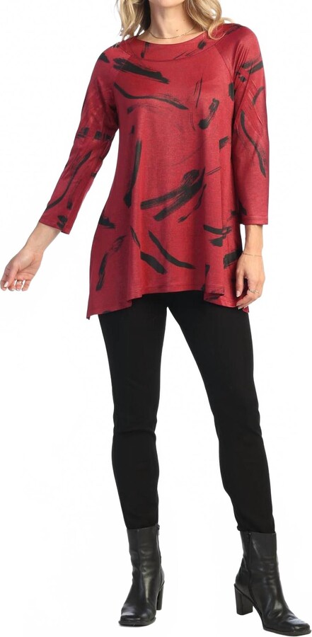 Jess & Jane Ripples Raglan Slinky Top In Red
