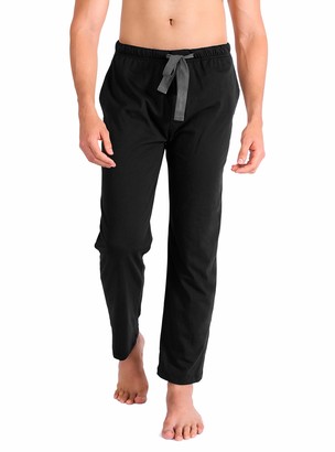 DAVID ARCHY Men‘s Pyjamas Bottoms Cotton Mens Lounge Pants with Drawstring Breathable and Comfortable Mens PJS Bottoms with Pockets 1 or 2 Pack