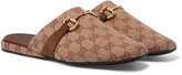 Thumbnail for your product : Gucci Pericle Horsebit Suede-Trimmed Monogrammed Canvas Slippers - Men - Brown
