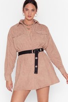 Thumbnail for your product : Nasty Gal Womens Grab Your Cord Plus Shirt Dress - Beige - 18, Beige