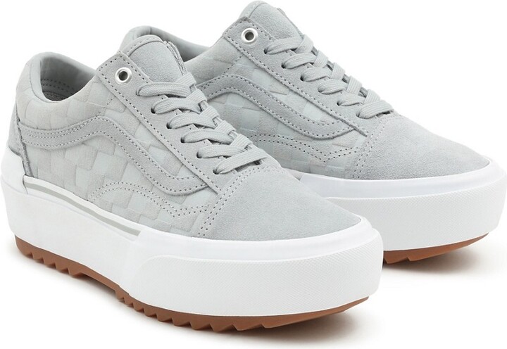 Vans Old Skool Stacked Emboss Check sneakers in high rise gray - ShopStyle