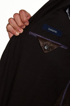 Zanetti Brown Pin Dot Two Button Notch Lapel Wool Modern Fit Sport Coat