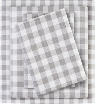 Kivaritio 4 Pcs King Sheet , 100% Cotton Flannel, Herringbone Print, Cozy And Soft, Flat Sheet, Fitted 2 Pillowcases, Machine Washable ,