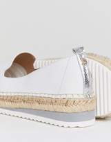 Thumbnail for your product : Dune Slip White Leather Espadrilles With Silver Toe Cap