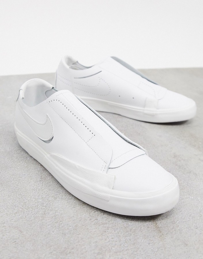 Nike Blazer Low Kickdown sneakers in triple white - ShopStyle
