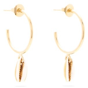 Isabel Marant Shell Drop Hoop Earrings - White Gold ShopStyle