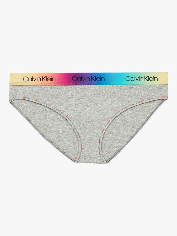 Calvin Klein Curve Modern Cotton Pride Bikini Knickers, Grey