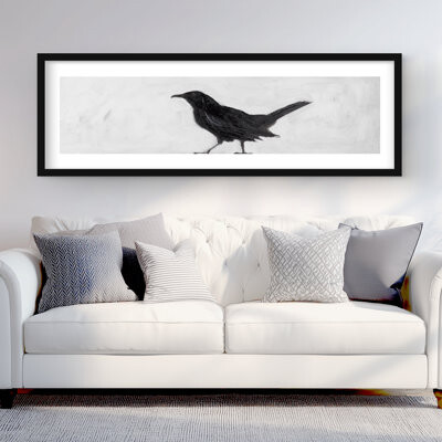 Lark Manor Lonely crow - Animals Livingroom Framed Matted Print Decor