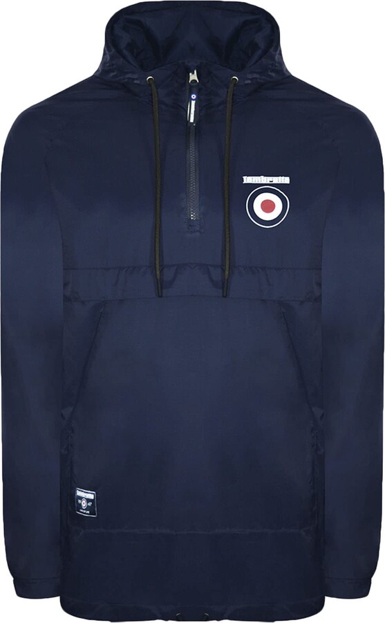 Lambretta Mens Over The Head Packaway Half Zip Hooded Jacket Coat