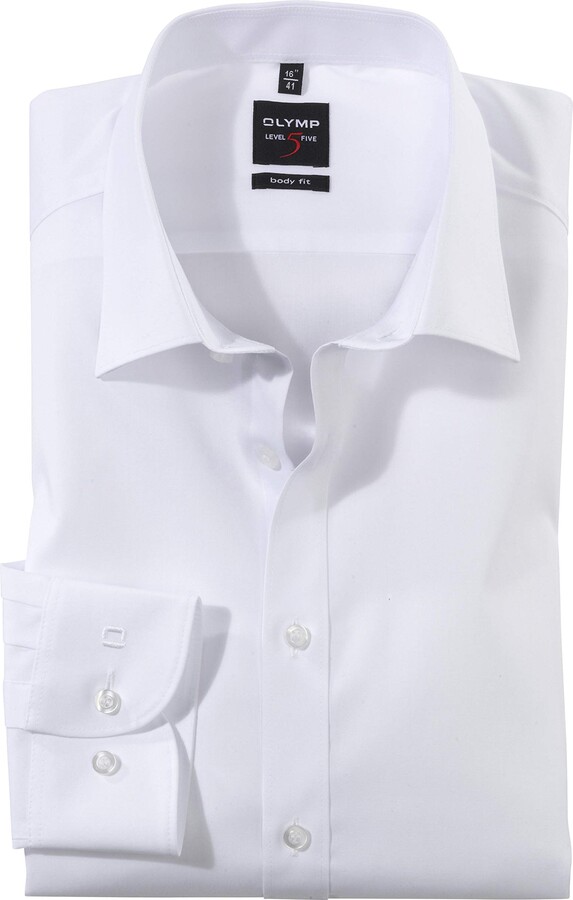 Olymp Men Shirt Long Sleeve Level Five Plain Slim Fit Classic Weiß 00 43 -  ShopStyle