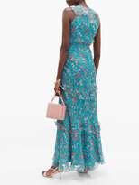 Thumbnail for your product : Saloni Rita Floral-print Silk Crepe De Chine Maxi Dress - Womens - Blue Multi