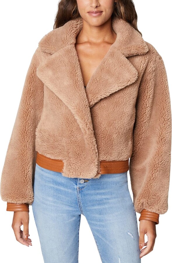 Blank NYC Womens Faux Sherpa Teddy Coat Leather Trim Comfortable & Stylish  Jacket - ShopStyle