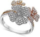 Thumbnail for your product : Effy Diamond Tri-Tone Flower Ring in 14k Gold (5/8 ct. t.w.)