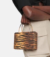 Thumbnail for your product : Amina Muaddi Gilda embellished tiger-print satin tote