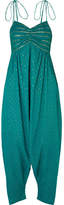 Thumbnail for your product : Miguelina Calla Tasseled Fil Coupé Cotton-blend Voile Jumpsuit - Emerald
