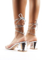 Thumbnail for your product : Public Desire Uk Tomorrow Lace Up Perspex Block Heels