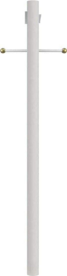 Solus 7 ft. White Outdoor Lamp Post, Traditional Direct Burial Light Pole with Cross Arm and Grounded Convenience Outlet
