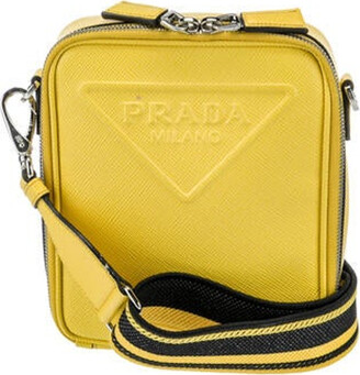Prada Saffiano triangle-logo mini bag - ShopStyle