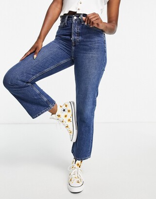 Topshop Dree bootcut jean in mid blue - ShopStyle