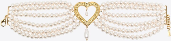 Moschino Heart-Charm Faux Pearl Choker