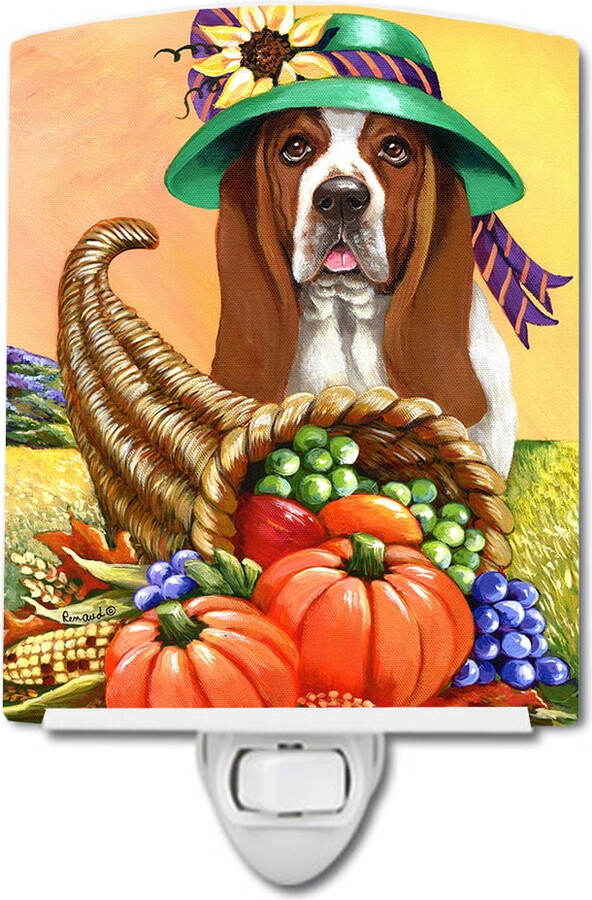Caroline's Treasures PPP3010CNL Basset Hound Autumn Ceramic Night Light, 6x4x3", multicolor