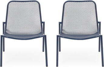 Ebern Designs 2 Stackable Chair , Matte Navy Iron Workmanship, Hand-Crafted Details Arranged, 26\