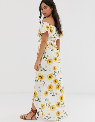 Influence Influence frill maxi dress in sunflower print