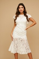 Thumbnail for your product : Little Mistress Blaise White Lace Peplum Midi Dress