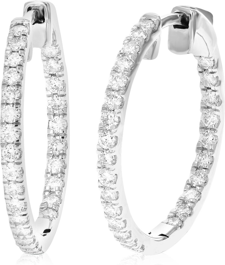 Vir Jewels 1 cttw Round Lab Grown Diamond Hoop Earrings Crafted in .925 Sterling Silver Prong Set 1 Inch