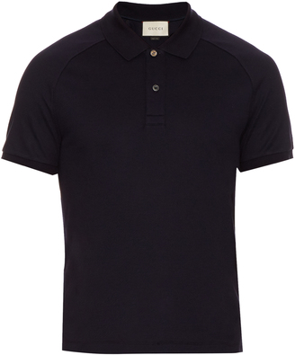 Gucci Snake-appliqué cotton-blend polo shirt