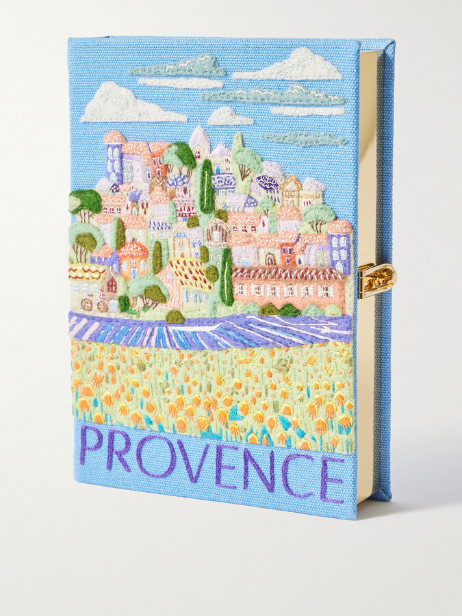 Olympia Le-Tan Provence Embroidered Appliquéd Canvas Clutch - Blue