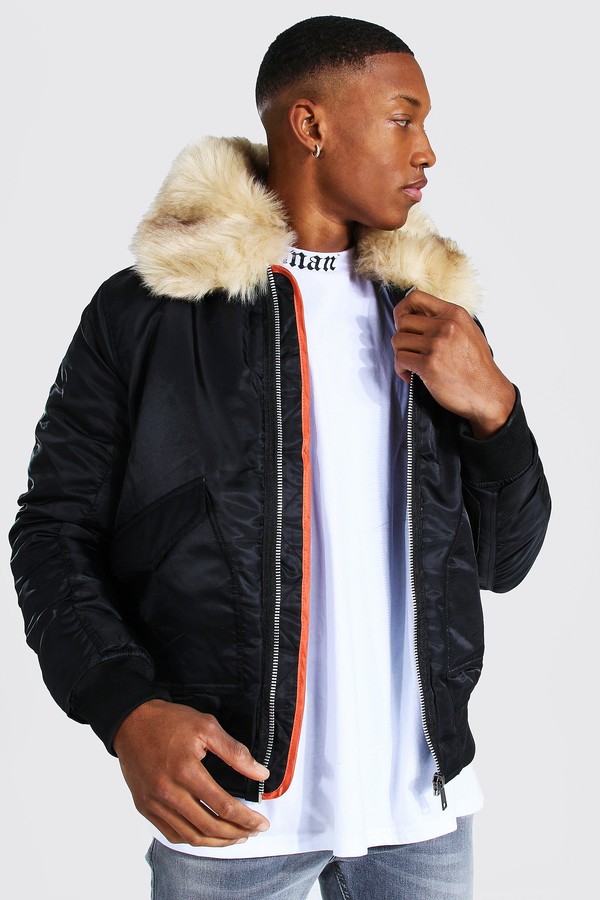 mens parka jacket Brave Soul coat sherpa fleece hooded padded faux fur winter 