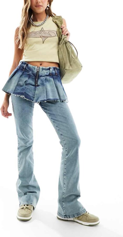 Collusion x018 Unisex Y2K wide leg skater jeans with branding in