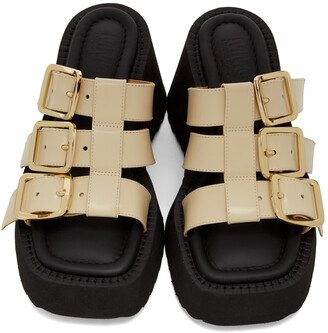 MM6 MAISON MARGIELA Beige Buckle Wedge Sandals - ShopStyle