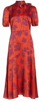 Thumbnail for your product : ML Monique Lhuillier Floral Short Puff-Sleeve Midi Dress
