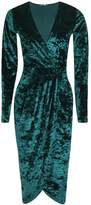 Thumbnail for your product : boohoo Velvet Long Sleeve Wrap Bodycon Dress