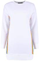 Thumbnail for your product : boohoo NEW Womens Georgia Rainbow Tape Sweat Dress in Polyester 5% Elastane