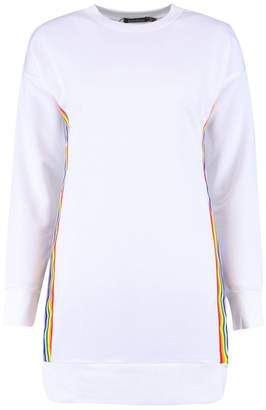 boohoo NEW Womens Georgia Rainbow Tape Sweat Dress in Polyester 5% Elastane
