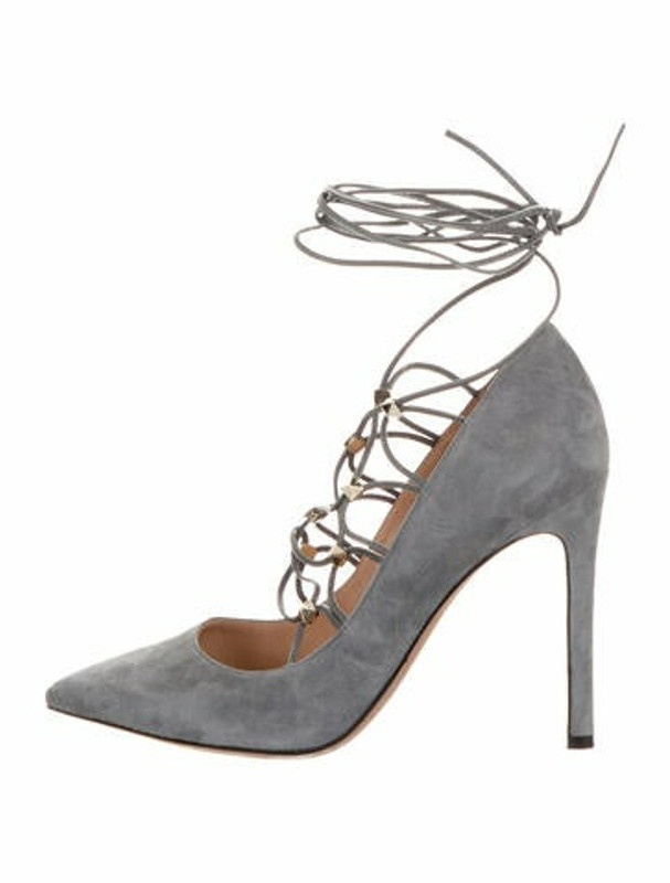 grey lace up pumps