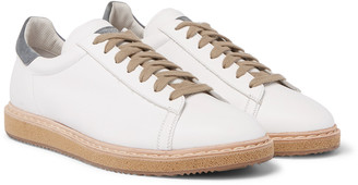 Brunello Cucinelli Suede-Trimmed Leather Sneakers