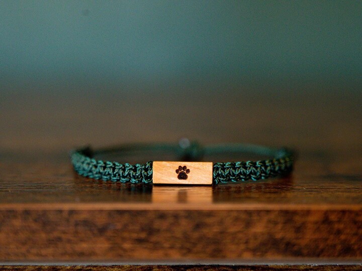 Etsy Pet Paw Print Bracelet Personalizable Reclaimed Wood, Adjustable Macrame, Memorial Jewelry, Various Colors