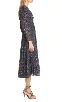 Ulla Johnson Miya Spot Print Long Sleeve Midi Dress