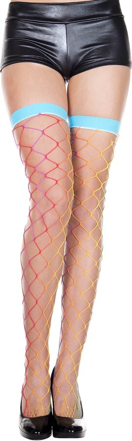 Music Legs Women’s Women’s Diamond net multicolor thigh hi with turquoise top 4685